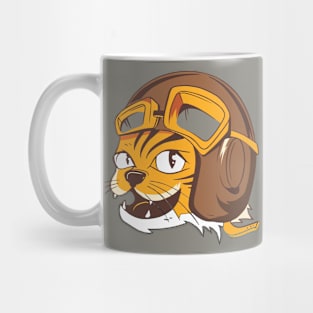 Tiger wearing vintage flying helmet's and goggles Mug